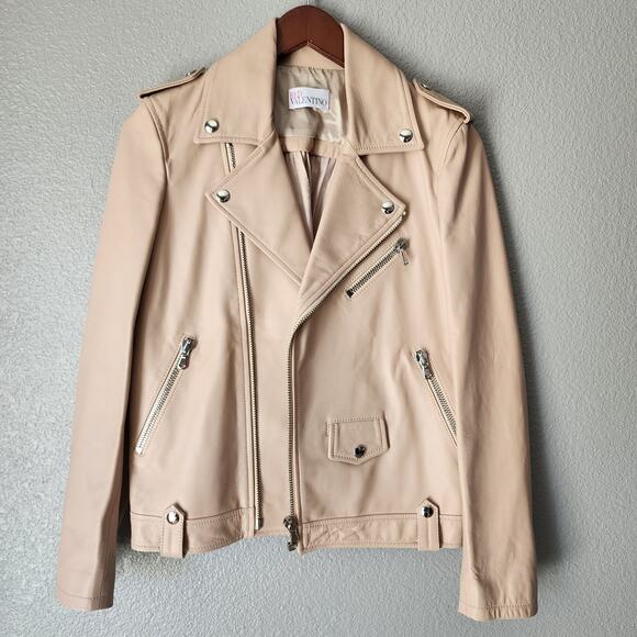 RED VALENTINO Pleated Leather Biker Jacket  Size 40 = US 4 Small - Picture 11 of 11